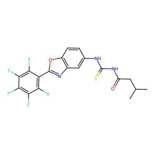 3-methyl-N-{[2-(pentafluorophenyl)-1,3-benzoxazol-5-yl]carbamothioyl}butanamide structure