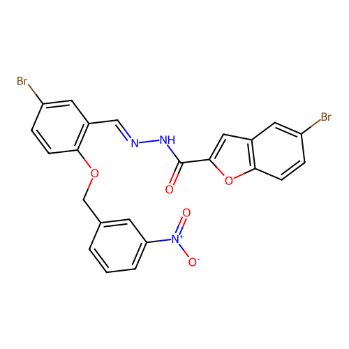 5-bromo-N'-[(E)-{5-bromo-2-[(3-nitrobenzyl)oxy]phenyl}methylidene]-1-benzofuran-2-carbohydrazide structure