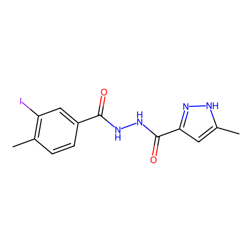 N'-[(3-iodo-4-methylphenyl)carbonyl]-3-methyl-1H-pyrazole-5-carbohydrazide structure