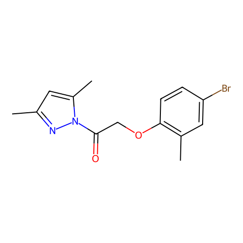 1-[(4-bromo-2-methylphenoxy)acetyl]-3,5-dimethyl-1H-pyrazole structure