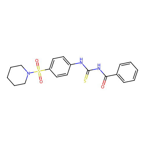 N-benzoyl-N'-[4-(1-piperidinylsulfonyl)phenyl]thiourea structure