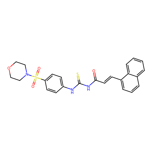 (2E)-N-{[4-(morpholin-4-ylsulfonyl)phenyl]carbamothioyl}-3-(naphthalen-1-yl)prop-2-enamide structure
