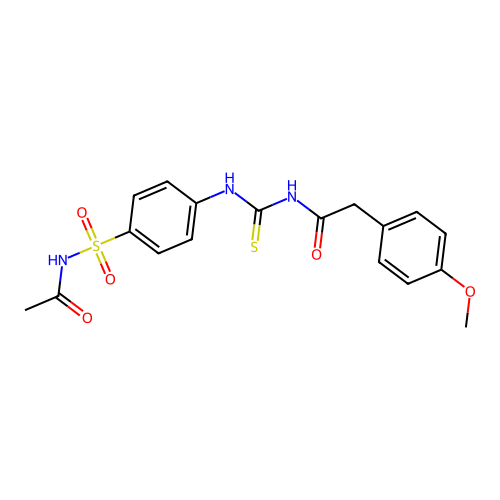 N-{[4-(acetylsulfamoyl)phenyl]carbamothioyl}-2-(4-methoxyphenyl)acetamide structure