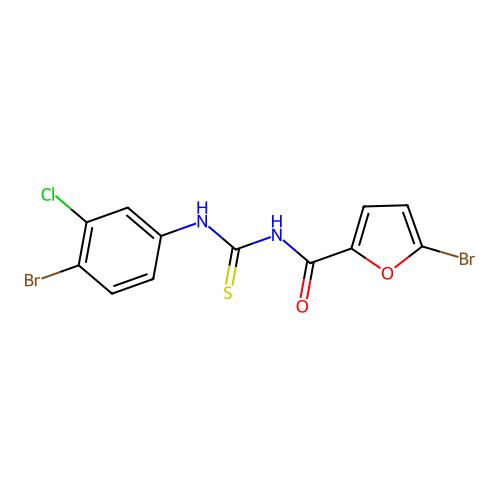 5-bromo-N-[(4-bromo-3-chlorophenyl)carbamothioyl]furan-2-carboxamide structure