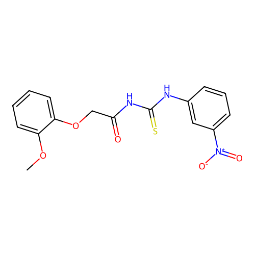 2-(2-methoxyphenoxy)-N-[(3-nitrophenyl)carbamothioyl]acetamide structure