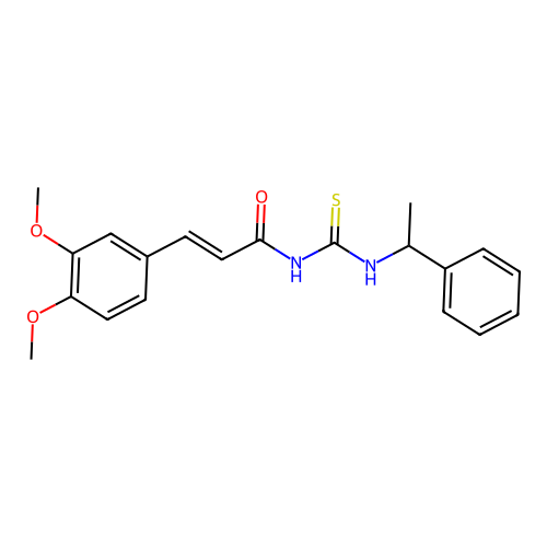 (2E)-3-(3,4-dimethoxyphenyl)-N-[(1-phenylethyl)carbamothioyl]prop-2-enamide structure