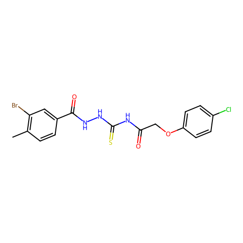 N-{[2-(3-bromo-4-methylbenzoyl)hydrazino]carbonothioyl}-2-(4-chlorophenoxy)acetamide structure