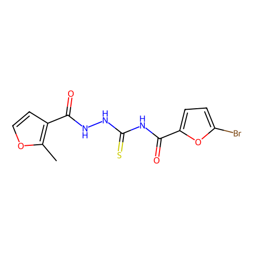 5-bromo-N-[[(2-methylfuran-3-carbonyl)amino]carbamothioyl]furan-2-carboxamide structure