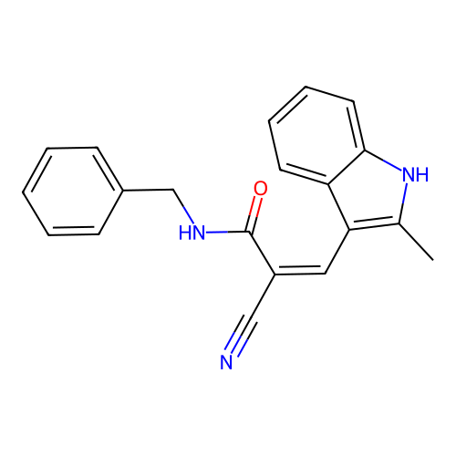 (2Z)-2-cyano-3-(2-methylindol-3-yl)-N-benzylprop-2-enamide structure