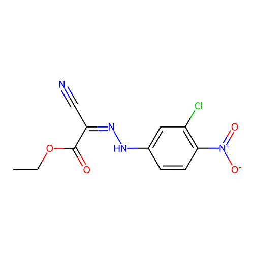 Acetic acid, ((3-chloro-4-nitrophenyl)hydrazono)cyano-, ethyl ester structure