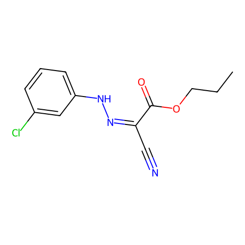 Acetic acid, ((3-chlorophenyl)hydrazono)cyano-, propyl ester structure