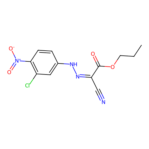 Acetic acid, ((3-chloro-4-nitrophenyl)hydrazono)cyano-, propyl ester structure