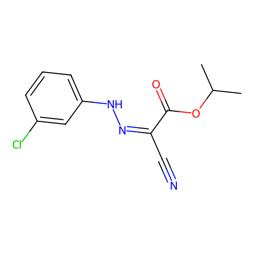 Acetic acid, ((3-chlorophenyl)hydrazono)cyano-, 1-methylethyl ester structure