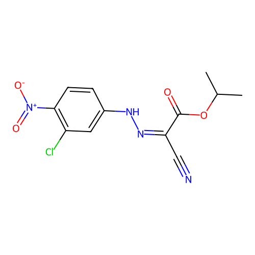 Acetic acid, ((3-chloro-4-nitrophenyl)hydrazono)cyano-, 1-methylethyl ester structure