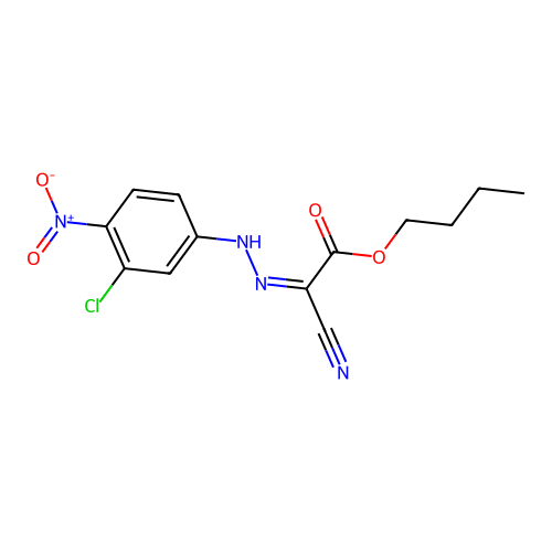 Acetic acid, ((3-chloro-4-nitrophenyl)hydrazono)cyano-, butyl ester structure