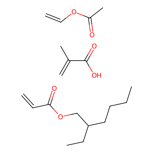 Ethenyl acetate;2-ethylhexyl prop-2-enoate;2-methylprop-2-enoic acid structure