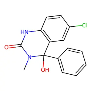 6-chloro-4-hydroxy-3-methyl-4-phenyl-1H-quinazolin-2-one structure