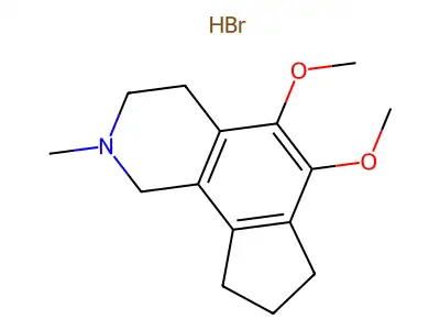 1H-Cyclopent(h)isoquinoline, 2,3,4,7,8,9-hexahydro-5,6-dimethoxy-2-methyl-, hydrobromide structure