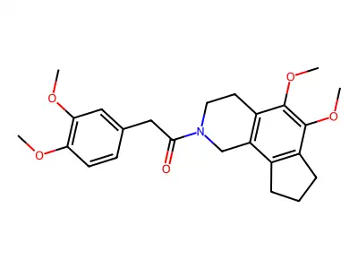 1H-Cyclopent(h)isoquinoline, 2,3,4,7,8,9-hexahydro-5,6-dimethoxy-2-((3,4-dimethoxyphenyl)acetyl)- structure