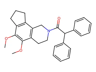 1H-Cyclopent(h)isoquinoline, 2,3,4,7,8,9-hexahydro-5,6-dimethoxy-2-(diphenylacetyl)- structure
