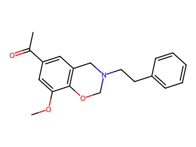 Ethanone, 1-(3,4-dihydro-8-methoxy-3-(2-phenylethyl)-2H-1,3-benzoxazin-6-yl)- structure