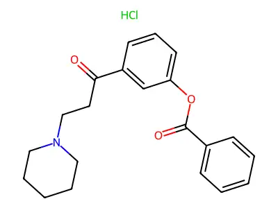 Propiophenone, 3'-hydroxy-3-piperidino-, benzoate (ester), hydrochloride structure