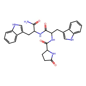 5-Oxoprolyltryptophyltryptophanamide structure