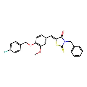 3-benzyl-5-{4-[(4-fluorobenzyl)oxy]-3-methoxybenzylidene}-2-thioxo-1,3-thiazolidin-4-one structure