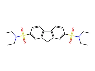 N2,N2,N7,N7-tetraethyl-9H-fluorene-2,7-disulfonamide structure