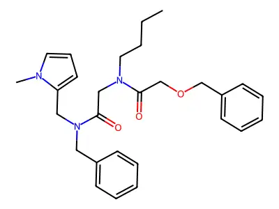 N-benzyl-2-[butyl-(2-phenylmethoxyacetyl)amino]-N-[(1-methylpyrrol-2-yl)methyl]acetamide structure