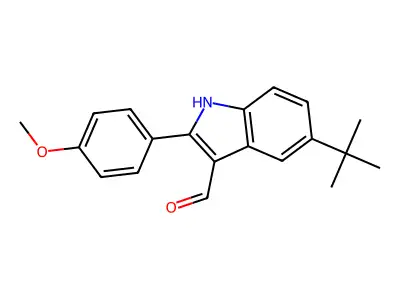 5-tert-butyl-2-(4-methoxyphenyl)-1H-indole-3-carbaldehyde structure