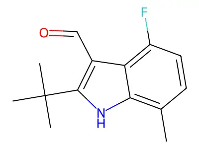 2-tert-butyl-4-fluoro-7-methyl-1H-indole-3-carbaldehyde structure