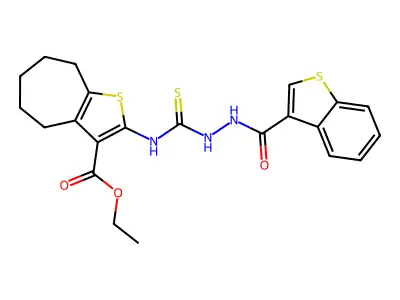 4h-cyclohepta[b]thiophene-3-carboxylic acid,2-[[[2-(benzo[b]thien-3-ylcarbonyl)hydrazino]thioxomethyl]amino]-5,6,7,8-tetrahydro-,ethyl ester structure