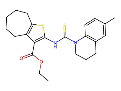 ethyl 2-(6-methyl-1,2,3,4-tetrahydroquinoline-1-carbothioamido)-5,6,7,8-tetrahydro-4H-cyclohepta[b]thiophene-3-carboxylate structure
