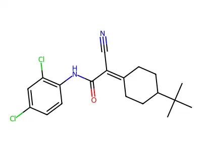 2-(4-tert-butylcyclohexylidene)-2-cyano-N-(2,4-dichlorophenyl)acetamide structure