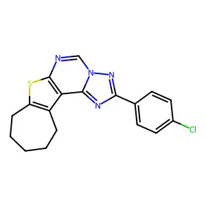 2-(4-chlorophenyl)-9,10,11,12-tetrahydro-8H-cyclohepta[4,5]thieno[3,2-e][1,2,4]triazolo[1,5-c]pyrimidine structure