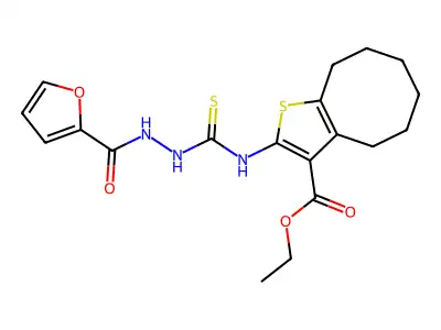 ethyl 2-({[(2-furylcarbonylamino)amino]thioxomethyl}amino)-4,5,6,7,8,9-hexahyd rocycloocta[2,1-b]thiophene-3-carboxylate structure