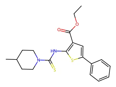 ethyl 2-(4-methylpiperidine-1-carbothioamido)-5-phenylthiophene-3-carboxylate structure