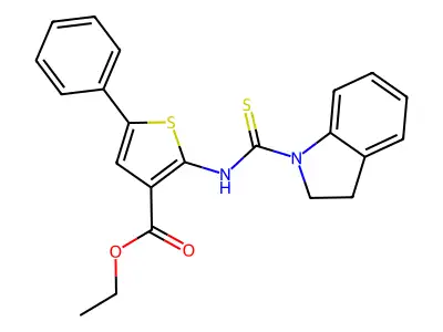 Ethyl 2-[(indolinylthioxomethyl)amino]-5-phenylthiophene-3-carboxylate structure