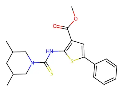 methyl 2-{[(3,5-dimethylpiperidin-1-yl)carbonothioyl]amino}-5-phenylthiophene-3-carboxylate structure