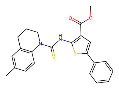 methyl 2-(6-methyl-1,2,3,4-tetrahydroquinoline-1-carbothioamido)-5-phenylthiophene-3-carboxylate structure