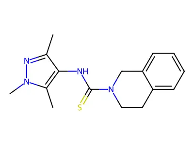 N-(1,3,5-trimethylpyrazol-4-yl)-3,4-dihydro-1H-isoquinoline-2-carbothioamide structure