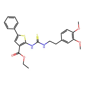 ethyl 2-(3-(3,4-dimethoxyphenethyl)thioureido)-5-phenylthiophene-3-carboxylate structure