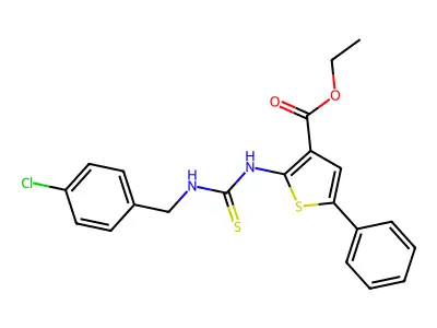 Ethyl 2-{[(4-chlorobenzyl)carbamothioyl]amino}-5-phenylthiophene-3-carboxylate structure