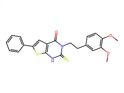 3-[2-(3,4-Dimethoxyphenyl)ethyl]-6-phenyl-2-sulfanyl-3H,4H-thieno[2,3-d]pyrimidin-4-one structure