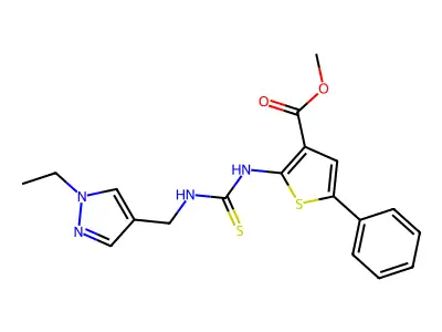 methyl 2-(3-((1-ethyl-1H-pyrazol-4-yl)methyl)thioureido)-5-phenylthiophene-3-carboxylate structure