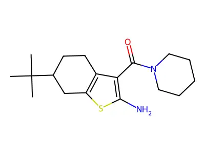 6-tert-butyl-3-(piperidin-1-ylcarbonyl)-4,5,6,7-tetrahydro-1-benzothien-2-ylamine structure