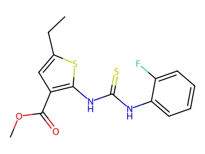 Methyl 5-ethyl-2-{[(2-fluorophenyl)carbamothioyl]amino}thiophene-3-carboxylate structure