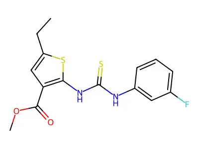 Methyl 5-ethyl-2-{[(3-fluorophenyl)carbamothioyl]amino}thiophene-3-carboxylate structure