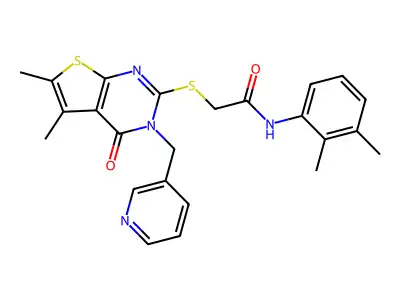 2-[5,6-dimethyl-4-oxo-3-(pyridin-3-ylmethyl)thieno[2,3-d]pyrimidin-2-yl]sulfanyl-N-(2,3-dimethylphenyl)acetamide structure